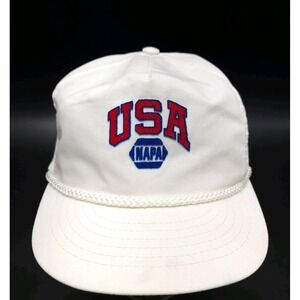 Vtg Napa‎ USA Patch Trucker Dad Snapback Hat Cap Vintage Auto Parts White